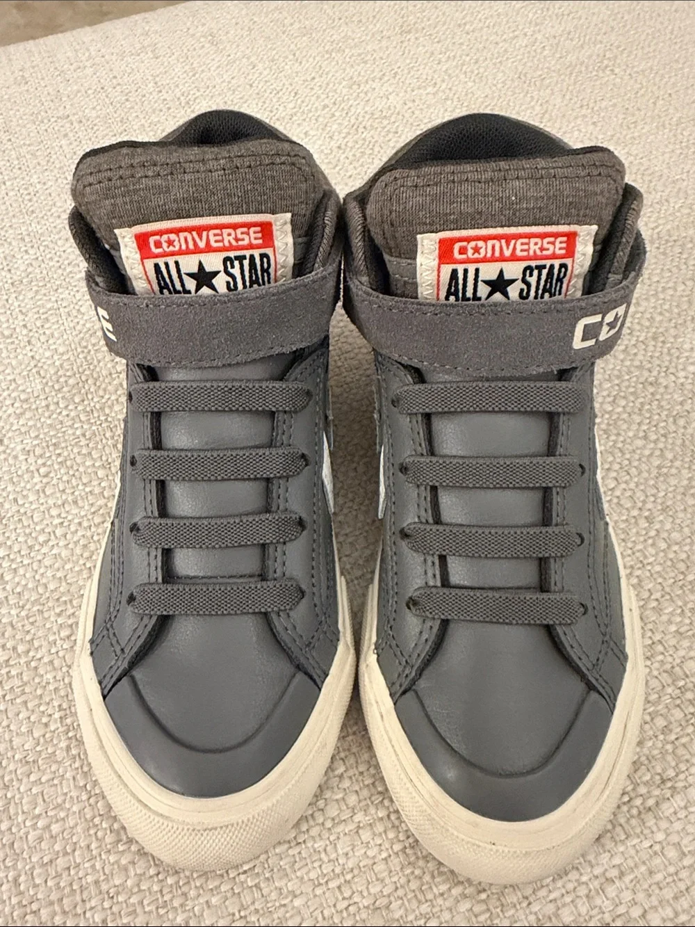 Converse Gray and White Mid-Top Sneakers
